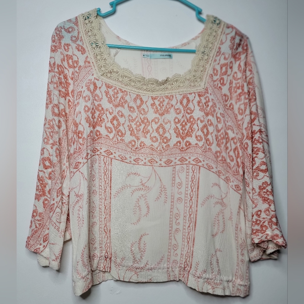 Long Sleeve Patterned Blouse